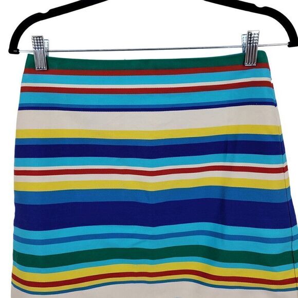Talbots Petites Pencil Skirt 4P Multicolor Rainbow Striped Cotton Colorful Knee - Picture 4 of 9